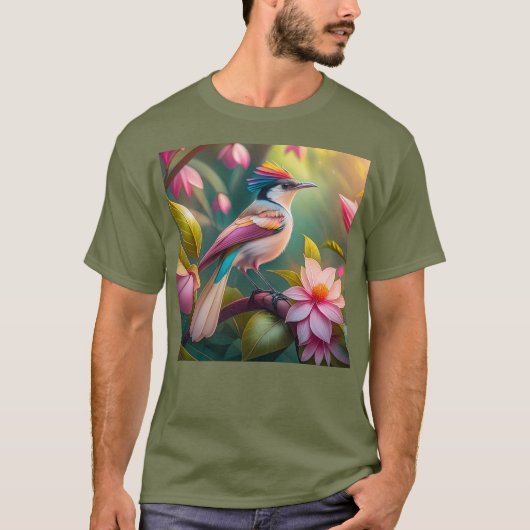 Regenbogenkamm Jay Fantasy-Vogel T-Shirt (Vorderseite)
