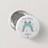Regenbogenkatze Geburtstag Button (Vorne & Hinten)