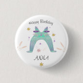 Regenbogenkatze Geburtstag Button (Vorderseite)