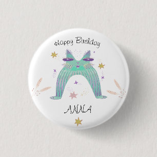 Regenbogenkatze Geburtstag Button