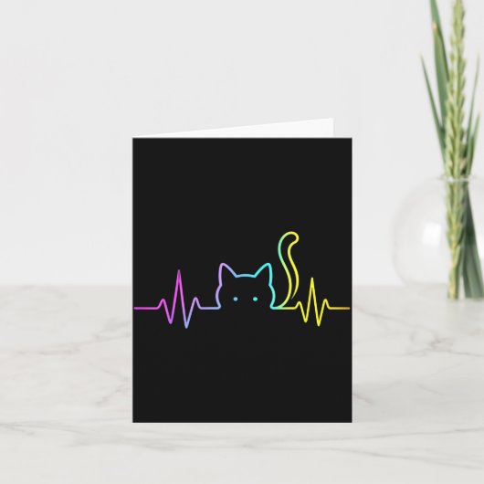 Regenbogenkatze Herzschlag  Karte (Vorderseite)