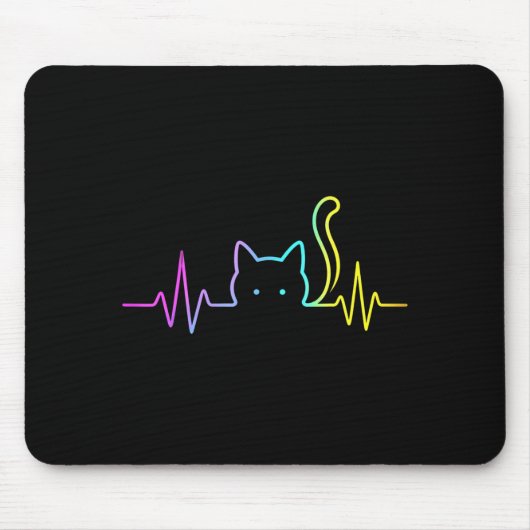 Regenbogenkatze Herzschlag Mousepad (Vorne)