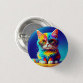 Regenbogenkatze mit Brille Button (Vorne & Hinten)