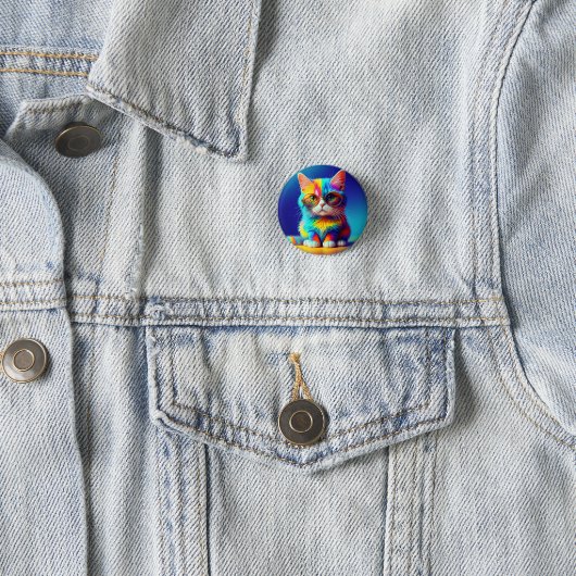 Regenbogenkatze mit Brille Button (Beispiel)