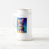 Regenbogenkatze mit Brille Portrait-47567 Bierglas (Vorderseite Links)