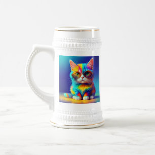 Regenbogenkatze mit Brille Portrait-47567 Bierglas