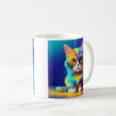 Regenbogenkatze mit Brille Portrait-47567 Kaffeetasse (VorderseiteRechts)