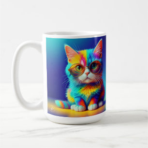Regenbogenkatze mit Brille Porträt-47567 Kaffeetasse