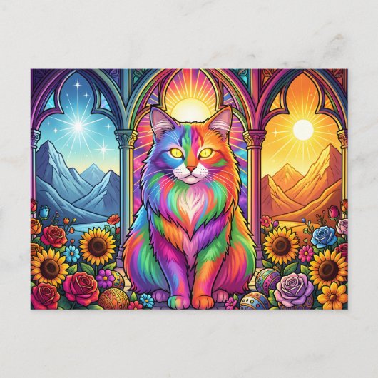Regenbogenkatze Postkarte (Vorderseite)