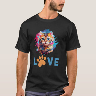 Regenbogenkatze Realistische Aquarell Süße Katze M T-Shirt