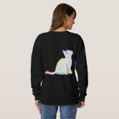 Regenbogenkatze, weiße Fülle, innerer Text Sweatshirt (Schwarz voll)
