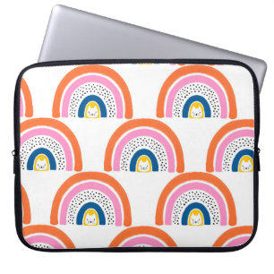 Regenbogenkatzen nahtlose Kindermuster. Niedliche Laptopschutzhülle