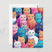 Regenbogenkatzen, Postkreuz Postkarte (Vorne/Hinten)