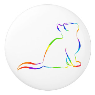Regenbogenkatzen-Silhouette Keramikknauf