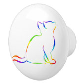 Regenbogenkatzen-Silhouette Keramikknauf (Rechts)