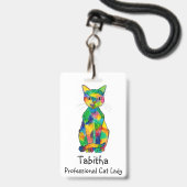 Regenbogenkatzenabzeichen Ausweis (Vorderseite mit Lanyard)