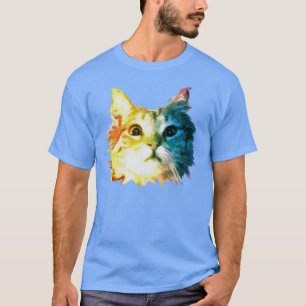 Regenbogenkatzenkopf T-Shirt