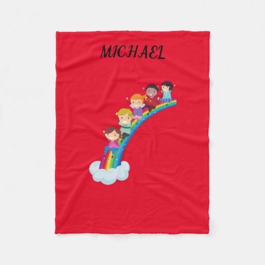 Regenbogenkinder fleece Decke personalisiert. (Vorderseite)
