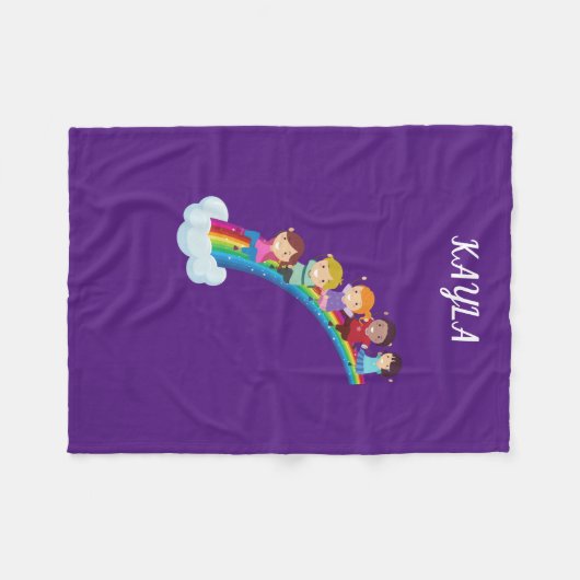 Regenbogenkinder fleece Decke personalisiert. (Vorderseite (Horizontal))