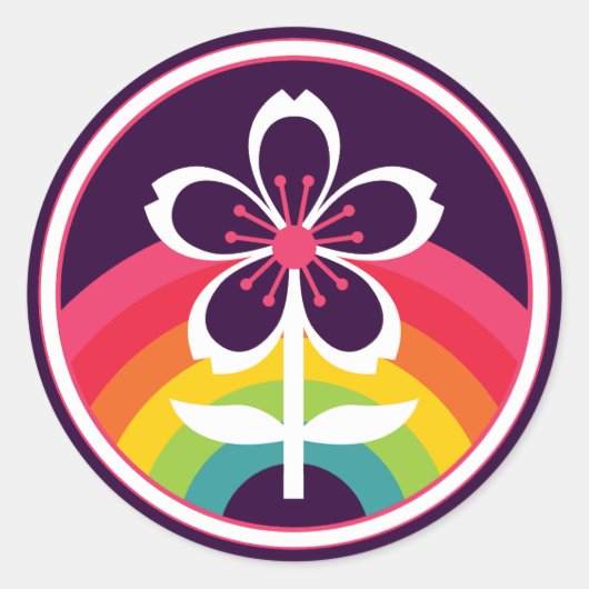 Regenbogenkirschblüte Schlüsselanhänger Runder Aufkleber (Vorderseite)
