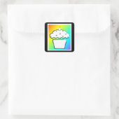 Regenbogenkirschkuchen Quadratischer Aufkleber (Tasche)