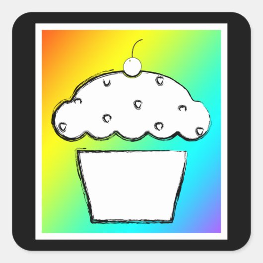 Regenbogenkirschkuchen Quadratischer Aufkleber (Vorderseite)