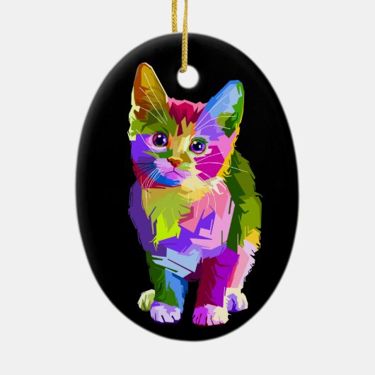 Regenbogenkittenporzellan Keramik Ornament (Hinten)