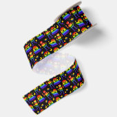 🦇🌈 Regenbogenknochen & Sterne Satinband (Rückseite)