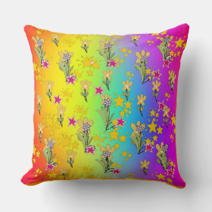 Regenbogenkreis aus Blumensträußen Kissen
