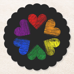 Regenbogenkreis der Herzen Liebe Schwule Pride LGB Untersetzer