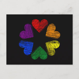 Regenbogenkreis der Herzen Liebe Schwulenstolz LGB Postkarte
