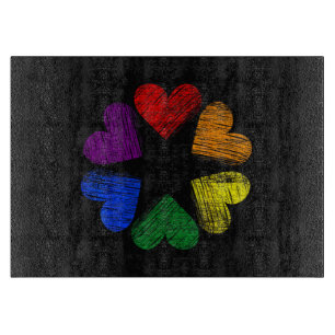 Regenbogenkreis der Herzen Liebe Schwulenstolz LGB Schneidebrett