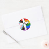 Regenbogenkreuz Progress Pride-Flagge Verbündeter Runder Aufkleber (Umschlag)