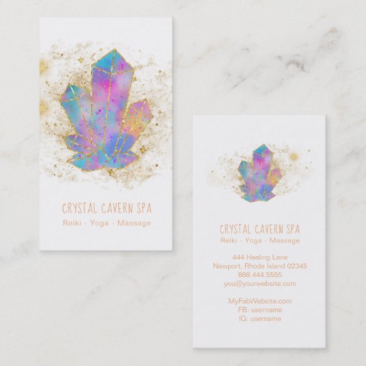*~* Regenbogenkristalle Kosmische Gold-Glitzer-Ste Visitenkarte (Vorne/Hinten)