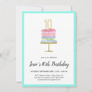 Regenbogenkuchen 10. Geburtstagseinladung