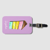 Regenbogenkuchen niedliche Wasserfarbe Gepäckanhänger (Vorderseite (Horizontal))