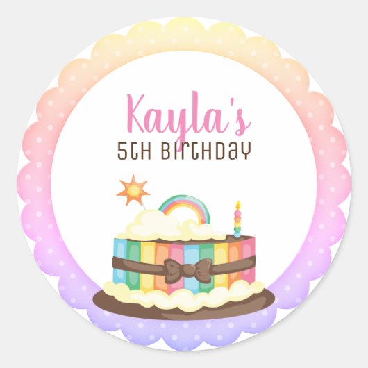 Regenbogenkuchengeburtstag Runder Aufkleber (Vorderseite)