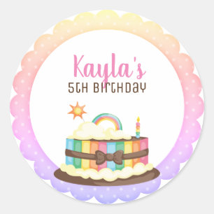 Regenbogenkuchengeburtstag Runder Aufkleber