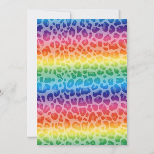Regenbogenleopard-Druckmuster Einladung (Rückseite)