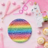 Regenbogenleopard-Druckmuster Pappteller (Party)