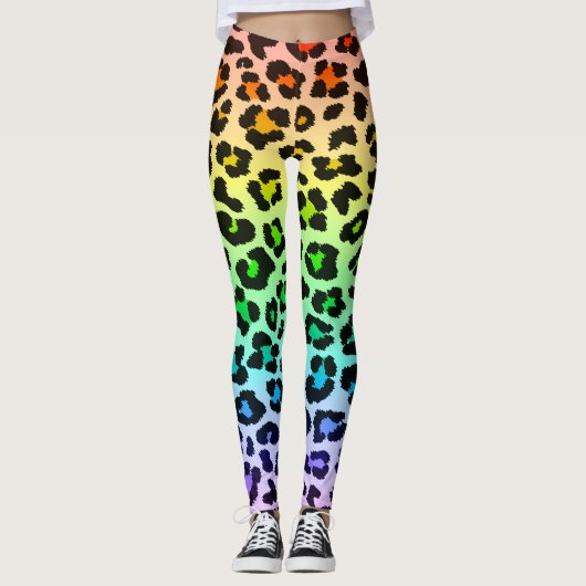 Regenbogenleoparden Leggings (Vorderseite)