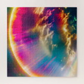 Regenbogenlicht scheut durch Wolken in Sternenhimm Puzzle (Horizontal)