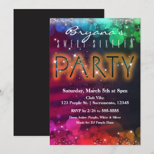 Regenbogenlichter Funkeln Tanzclub-Party-Einladung Einladung