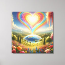 Regenbogenliebe überall auf der Welt an einer Wand Leinwanddruck