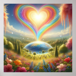 Regenbogenliebe überall auf der Welt an einer Wand Poster