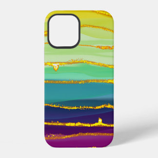 Regenbogenlinien: abstrakte Luxuskomposition. iPhone 12 Hülle