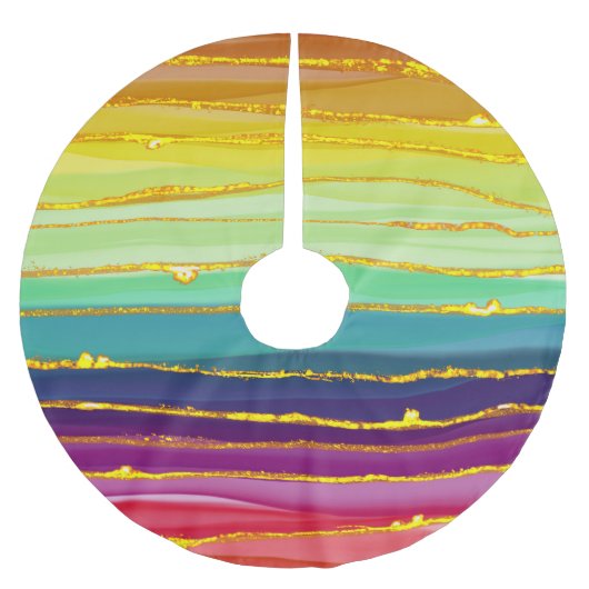 Regenbogenlinien: abstrakte Luxuskomposition. Polyester Weihnachtsbaumdecke (Vorderseite)