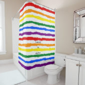 Regenbogenlinien mit benutzerdefiniertem Text Duschvorhang (Beispiel)