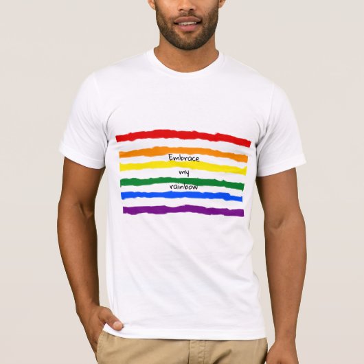 Regenbogenlinien mit benutzerdefiniertem Text T-Shirt (Vorderseite)