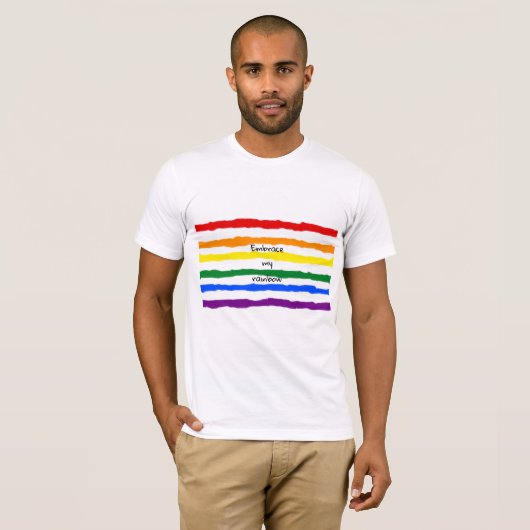 Regenbogenlinien mit benutzerdefiniertem Text T-Shirt (Vorne ganz)